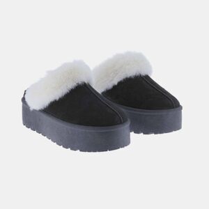 🆕️Super Comfy Thick Bottom Fur Trim Snow Slippers c2-s1-66
